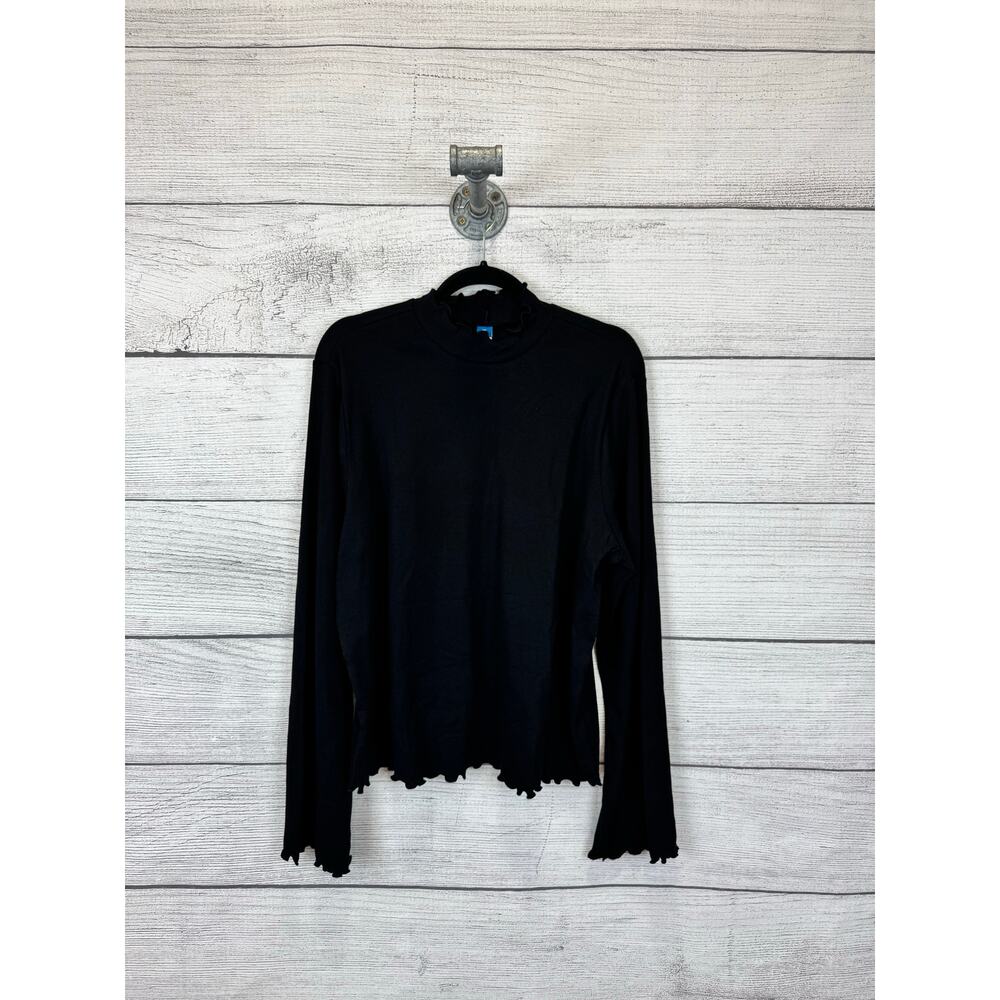 Old Navy Plus Size Black Mock Neck Lettuce Hem Flare Sleeve Top Size 3X